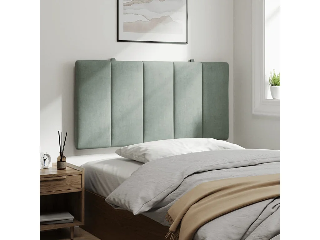 Coussin de tête de lit gris clair 100 cm velours