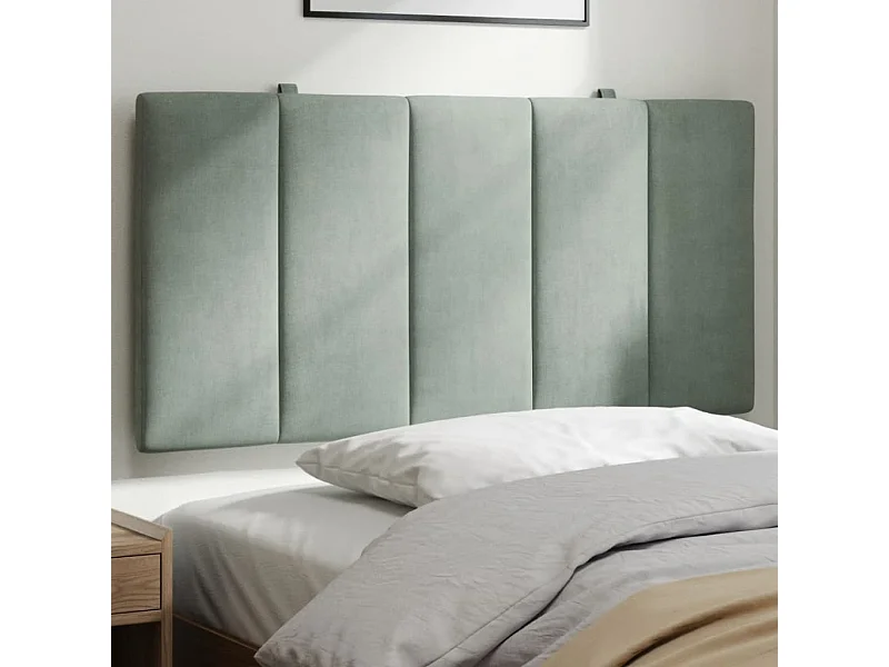 Coussin de tête de lit gris clair 100 cm velours