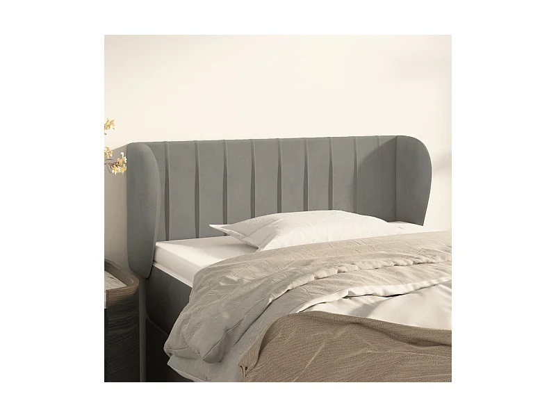 Cabecero de terciopelo gris claro 93x23x78/88 cm