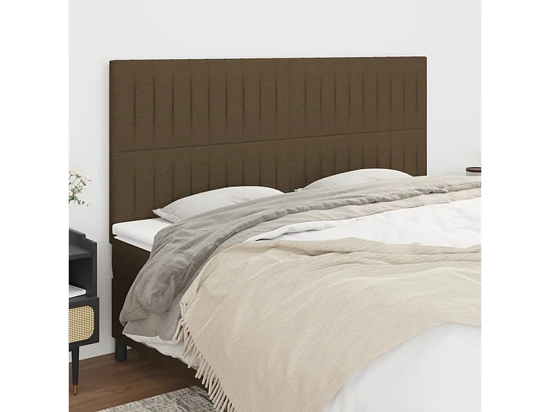 Têtes de lit 4 pcs Marron foncé 100x5x78/88 cm Tissu