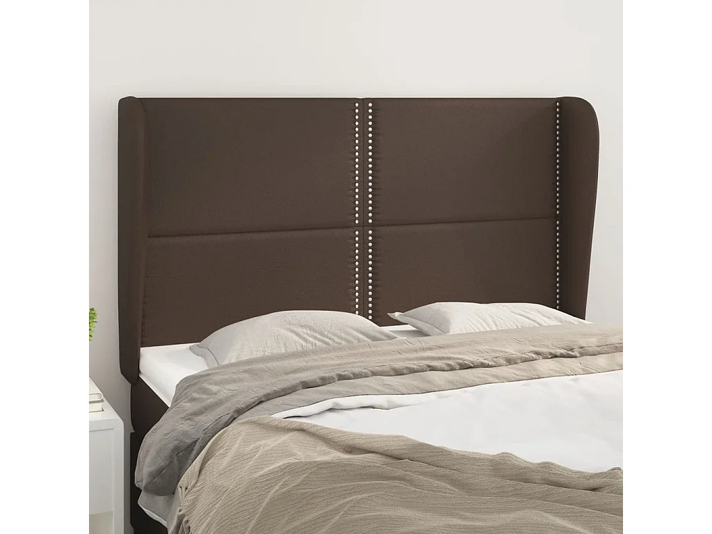 Cabeceira cama c/ abas couro artif. 147x23x118/128 cm castanho