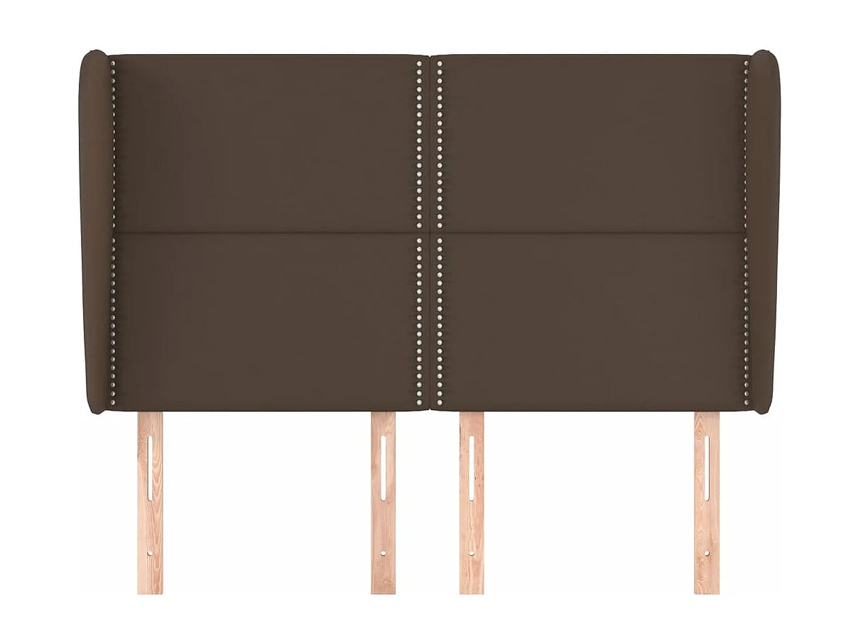 Cabeceira cama c/ abas couro artif. 147x23x118/128 cm castanho