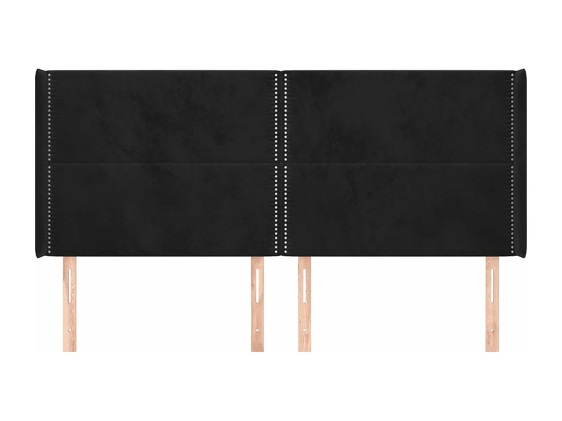 Tête de lit avec oreilles Noir 163x16x118/128 cm Velours