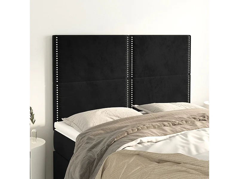 Testiere 4 pz Nere 72x5x78/88 cm in Velluto