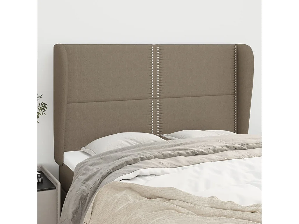 Cabeceira cama abas tecido 147x23x118/128 cm cinza-acastanhado