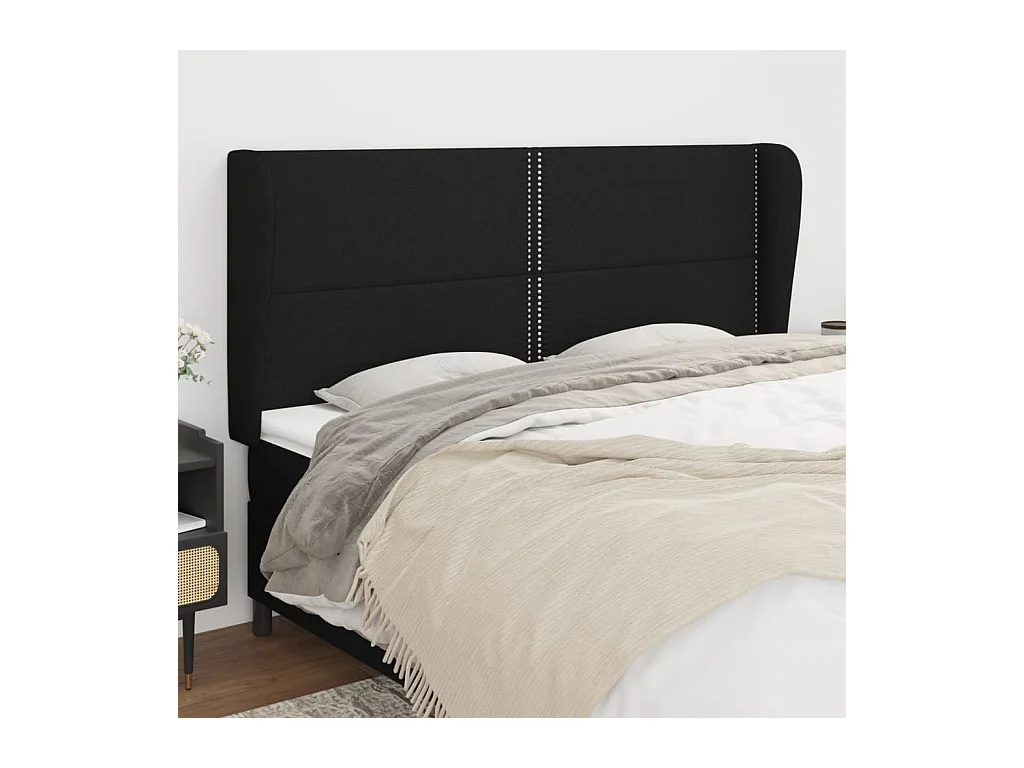 Kopfteil mit Ohren Schwarz 163x23x118/128 cm Stoff