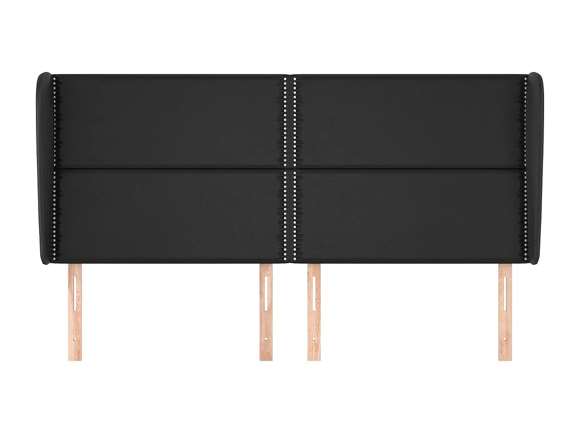 Cabecero con orejas cuero sintético negro 203x23x118/128 cm