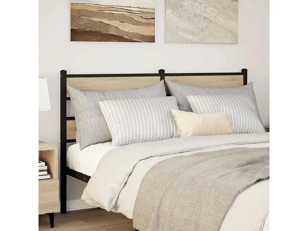 Tête de lit chêne sonoma 150 cm fer et bois d’ingénierie