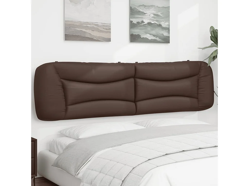 Coussin de tête de lit marron 200 cm similicuir