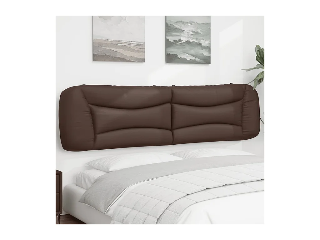 Coussin de tête de lit marron 200 cm similicuir