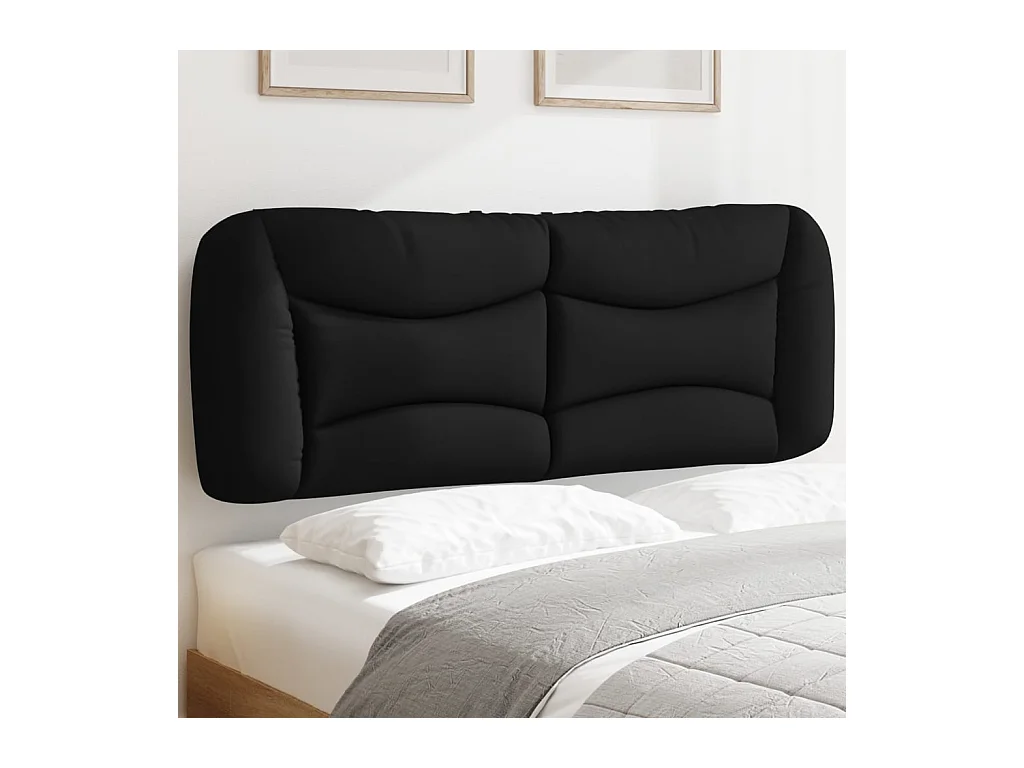 Coussin de tête de lit noir 120 cm tissu