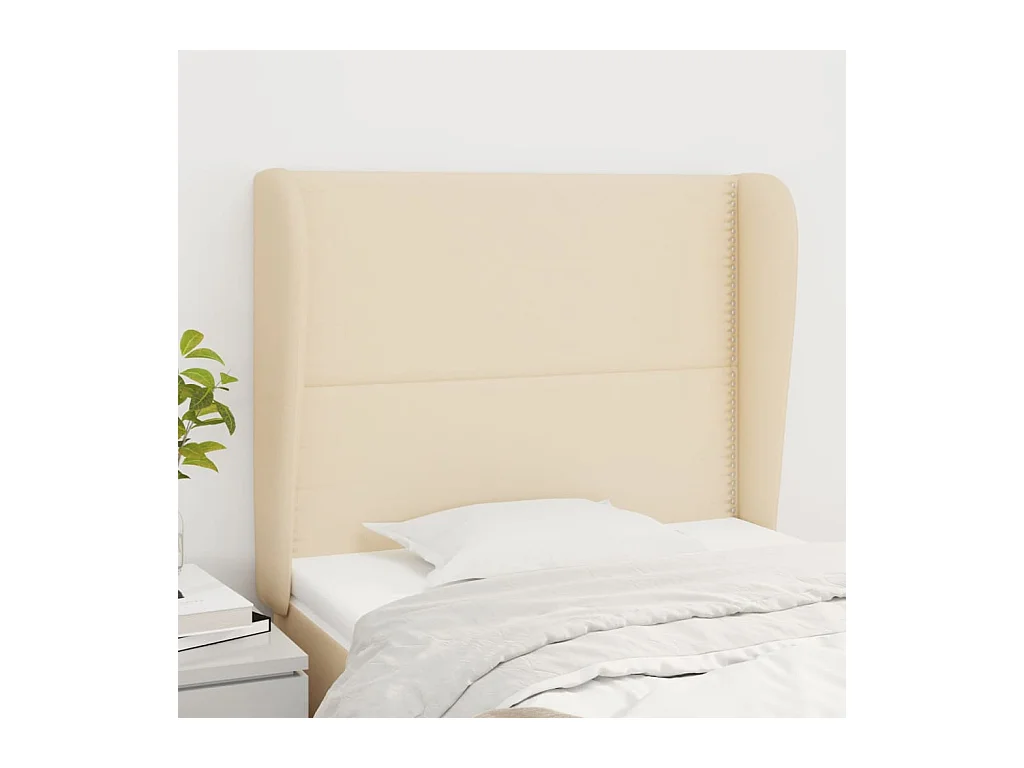 Kopfteil mit Ohren Creme 103x23x118/128 cm Stoff