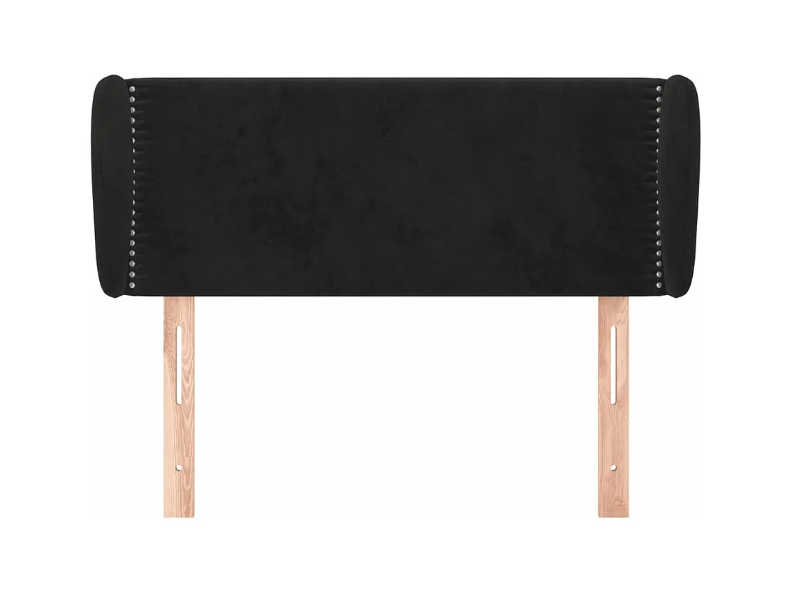 Testiera ad Orecchio Nera 93x23x78/88 cm in Velluto