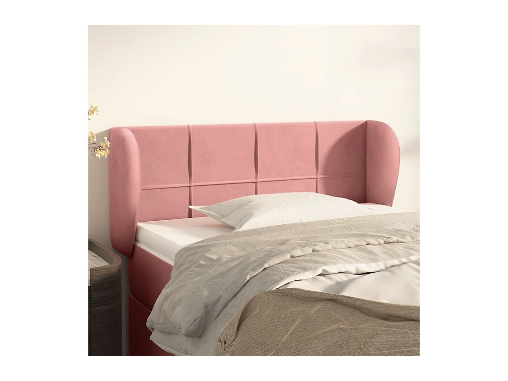 Testiera ad Orecchio Rosa 83x23x78/88 cm in Velluto