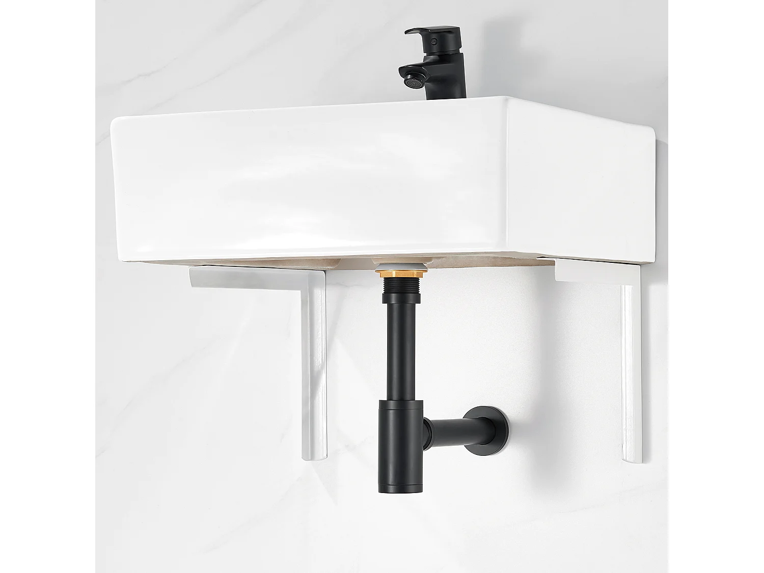 Auralum max Siphon lavabo design universel,tuyau d'évacuation normalisé 1 1/4", joint inclus,siphon godet,siphon tubulaire,siphon pour lavabo,Noir