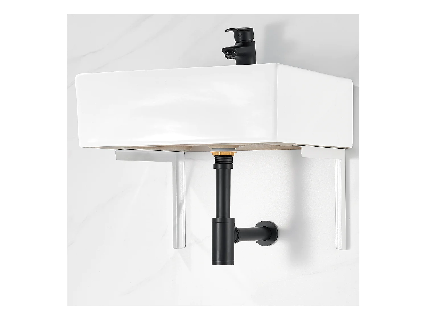 Abfluss für Spüle aus Edelstahl, Auralum max Universal Design 1 1/4 Siphon, Siphon mit extra langem Verlängerungsrohr, geruchshemmend und auslaufsicher, schwarz