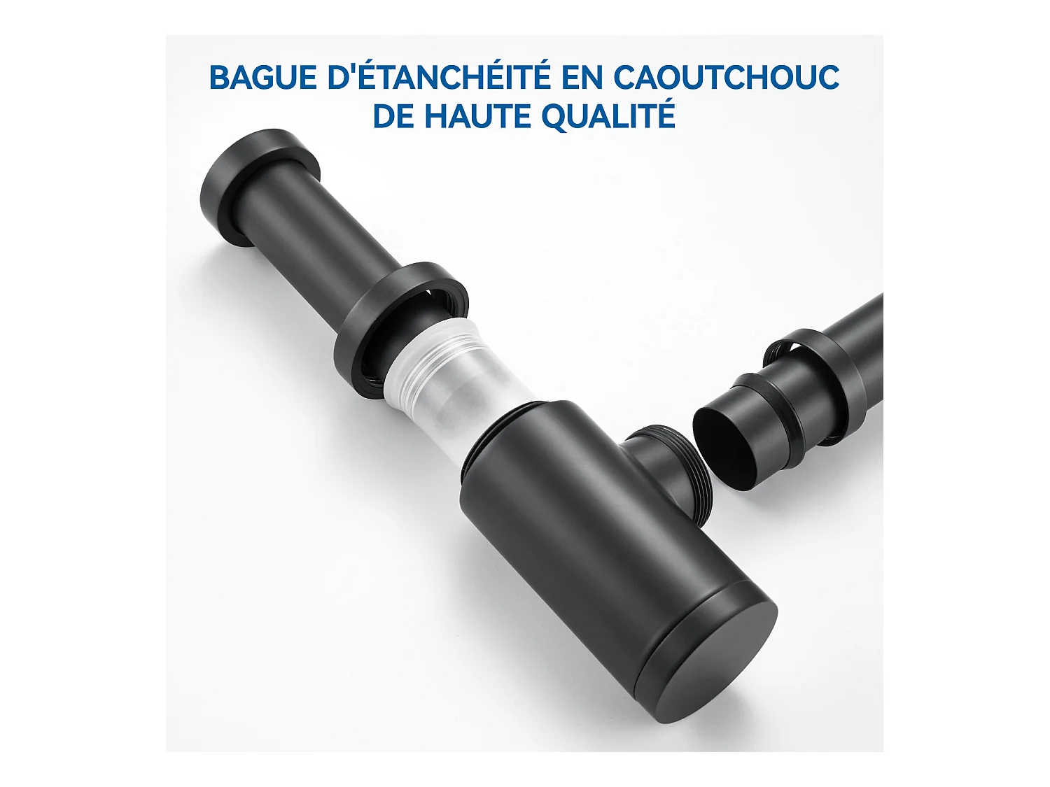 Abfluss für Spüle aus Edelstahl, Auralum max Universal Design 1 1/4 Siphon, Siphon mit extra langem Verlängerungsrohr, geruchshemmend und auslaufsicher, schwarz