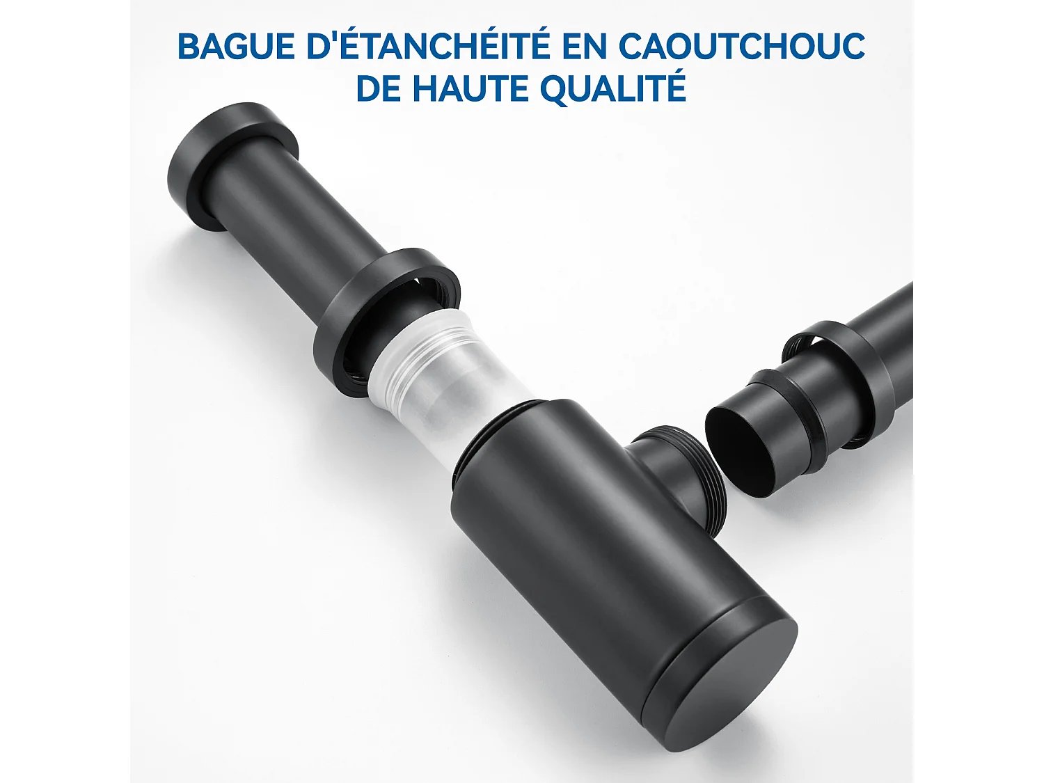 Siphon de Lavabo Inoxydable,Auralum max Universel Siphon Design 1 1/4,Piège à Déchets avec Extra Long Tube d'extension,Anti Odeur Anti-fuite,Noir