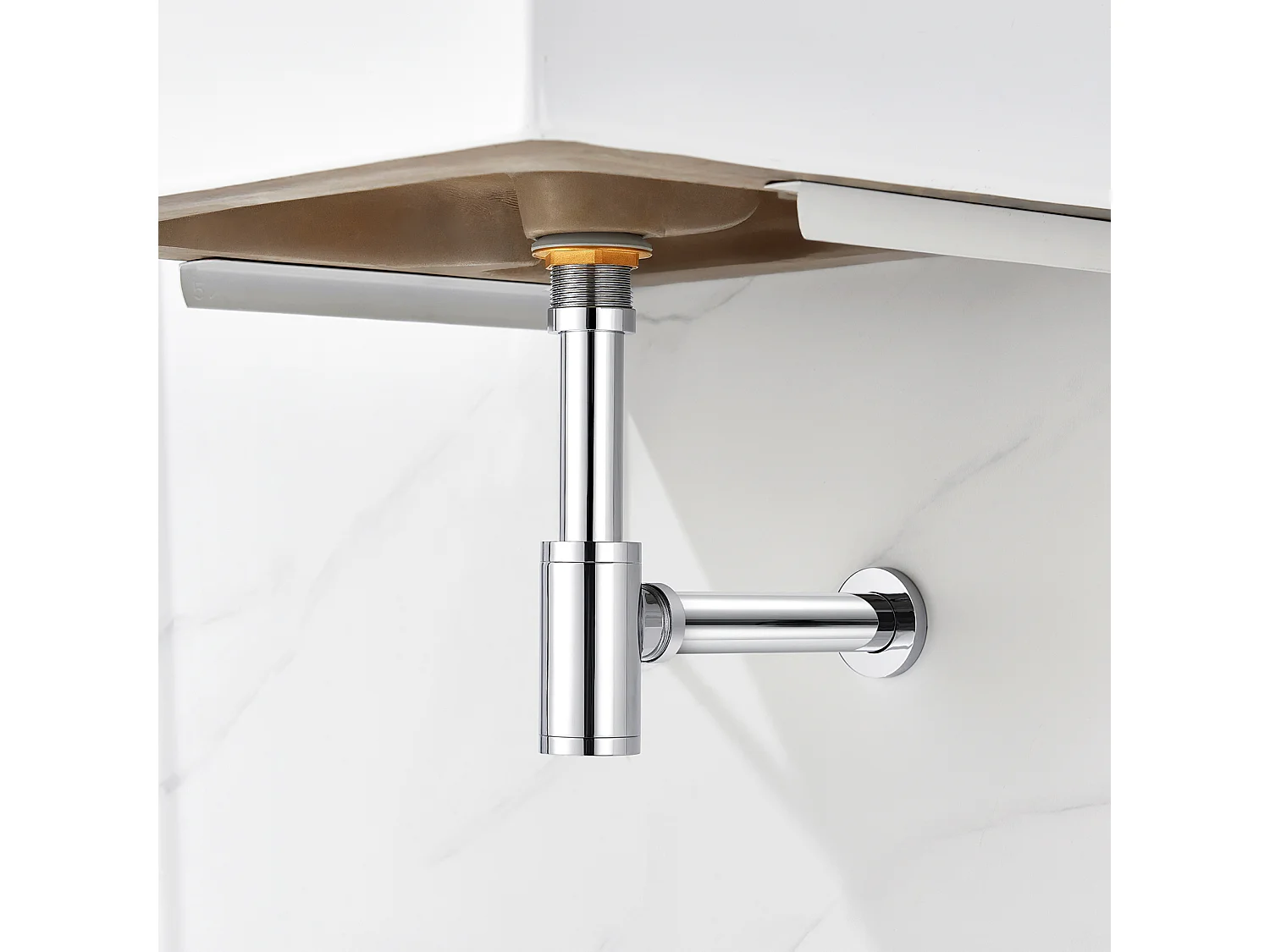 Siphon de Lavabo Inoxydable,Auralum max Universel Siphon Design 1 1/4,Piège à Déchets avec Extra Long Tube d'extension,Anti Odeur Anti-fuite,Chromé