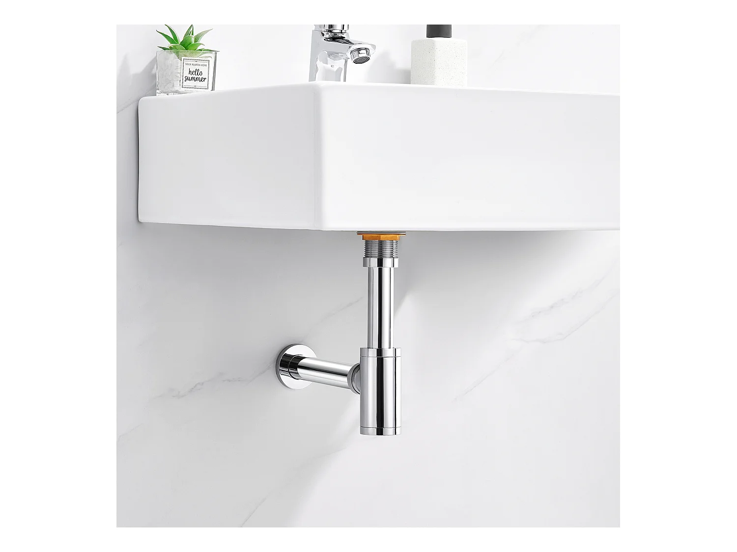 Auralum max Siphon lavabo design universel,tuyau d'évacuation normalisé 1 1/4", joint inclus,siphon godet,siphon tubulaire,siphon pour lavabo,Chromé