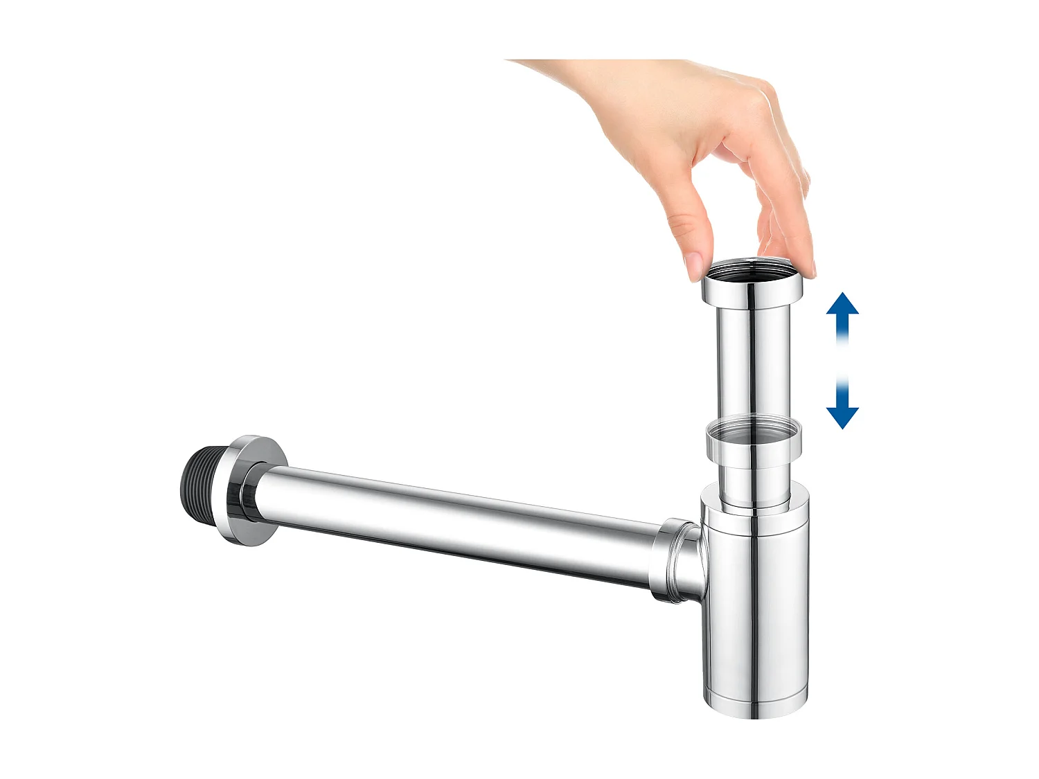 Auralum max Siphon lavabo design universel,tuyau d'évacuation normalisé 1 1/4", joint inclus,siphon godet,siphon tubulaire,siphon pour lavabo,Chromé