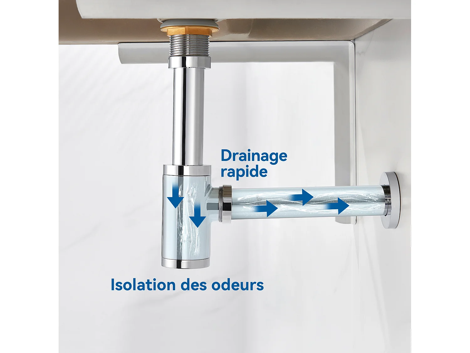 Auralum max Siphon lavabo design universel,tuyau d'évacuation normalisé 1 1/4", joint inclus,siphon godet,siphon tubulaire,siphon pour lavabo,Chromé