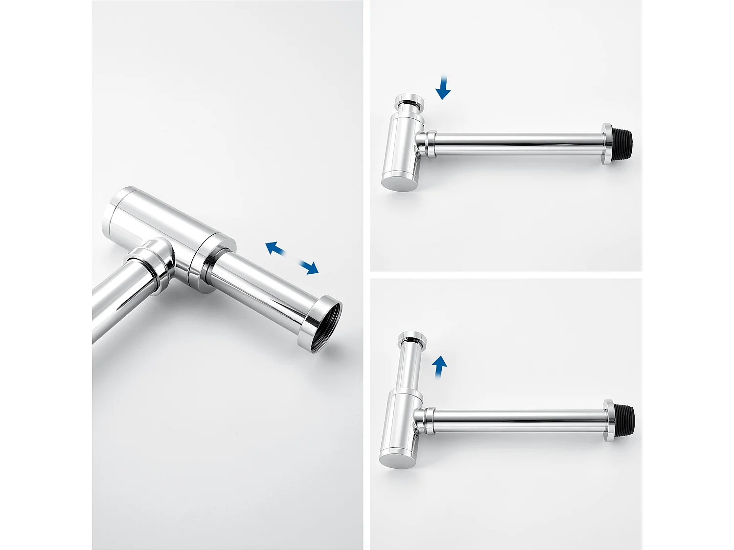 Auralum max Siphon lavabo design universel,tuyau d'évacuation normalisé 1 1/4", joint inclus,siphon godet,siphon tubulaire,siphon pour lavabo,Chromé