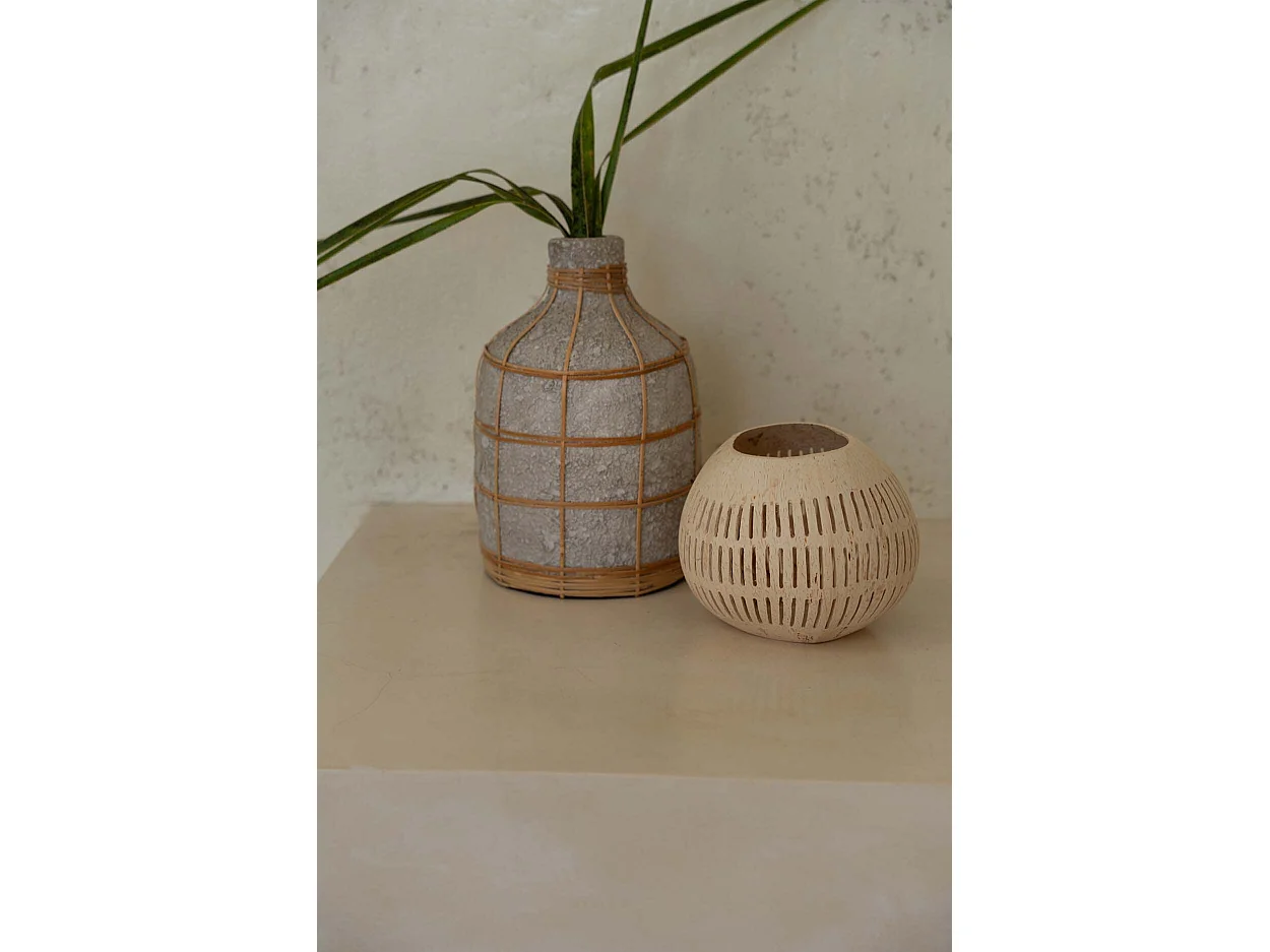 De Coconut Stripe Kaarshouder - Naturel
