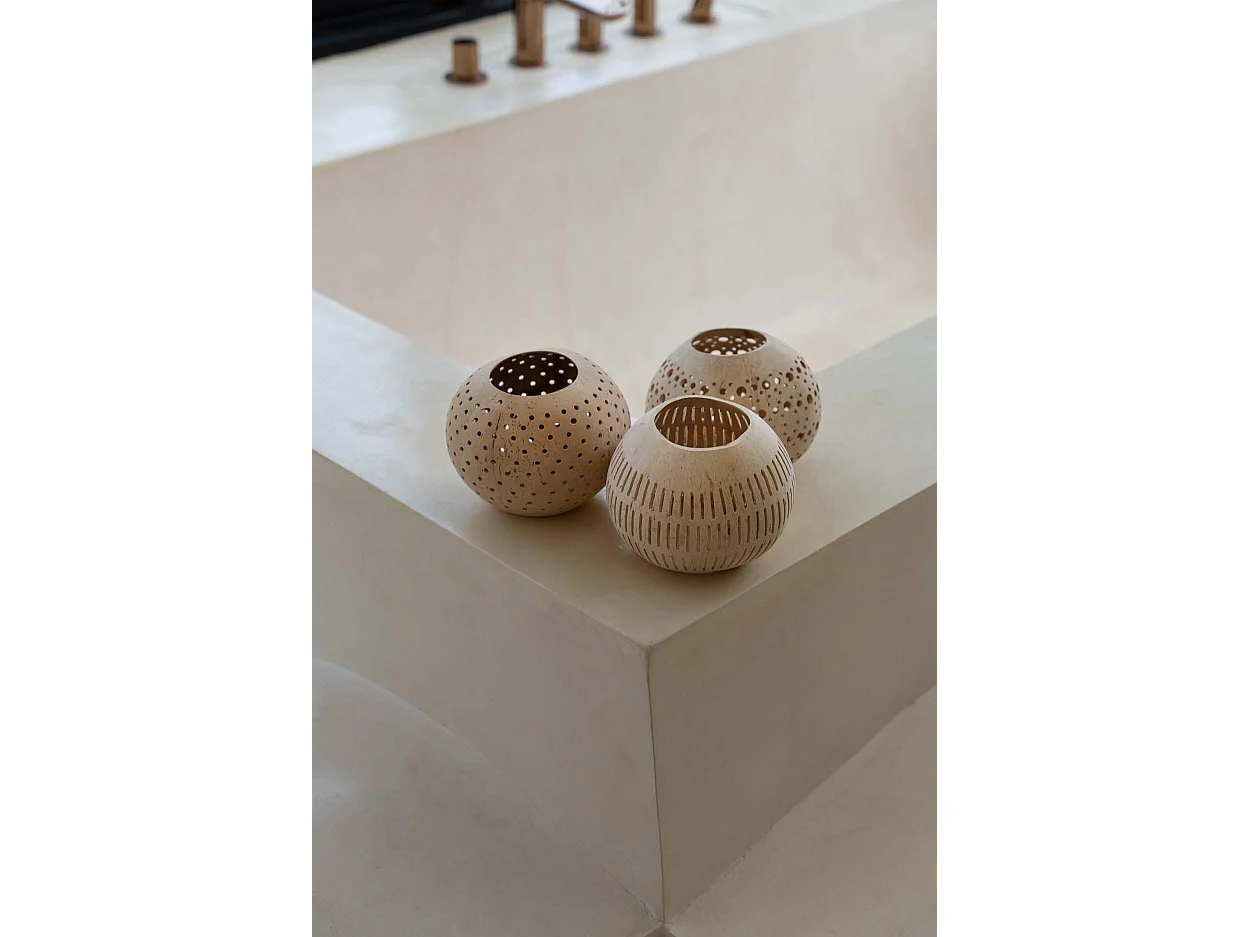 De Coconut Stripe Kaarshouder - Naturel