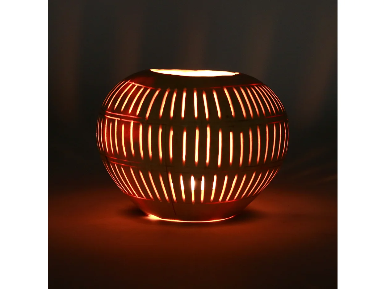 De Coconut Stripe Kaarshouder - Naturel