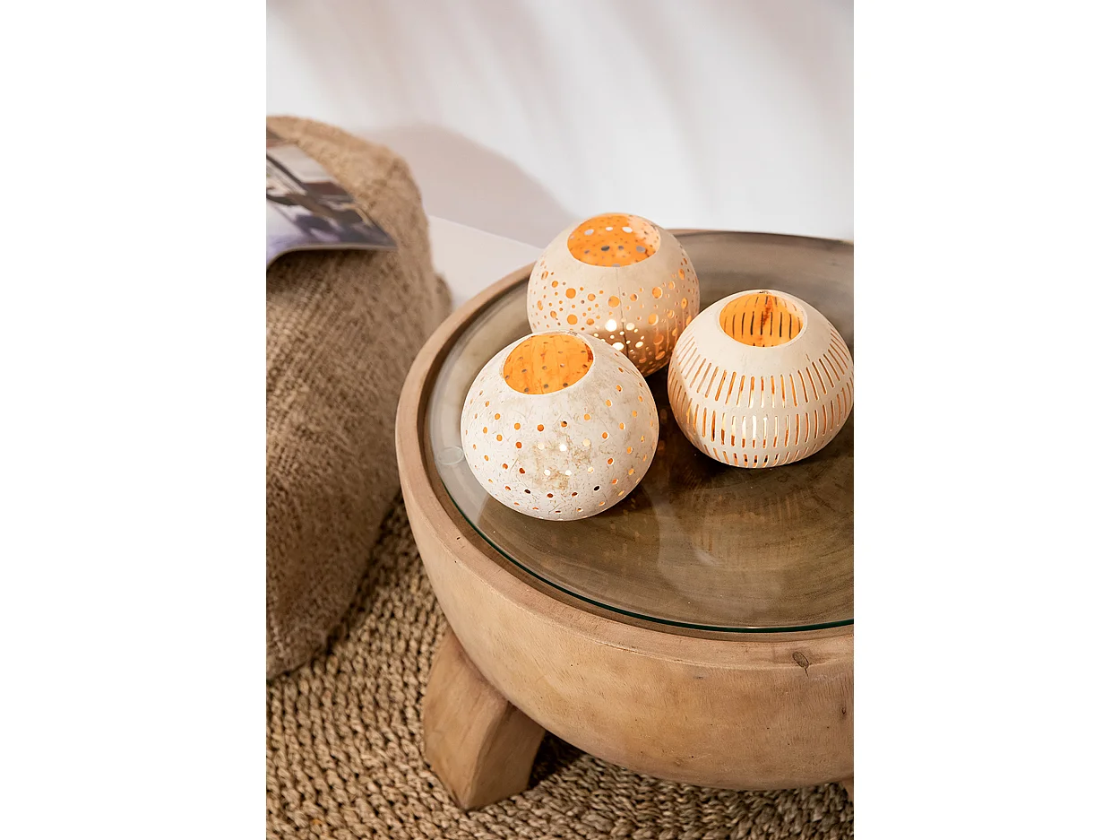 De Coconut Stripe Kaarshouder - Naturel