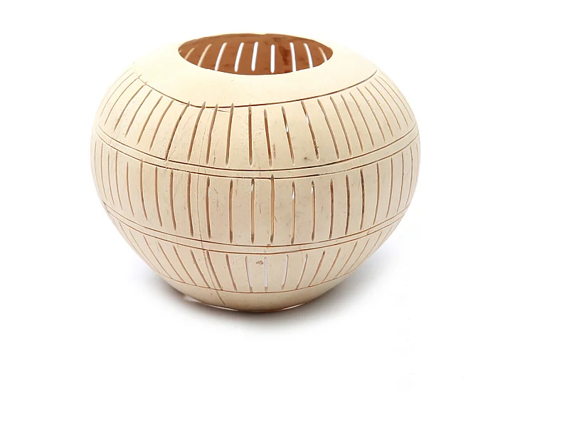 De Coconut Stripe Kaarshouder - Naturel