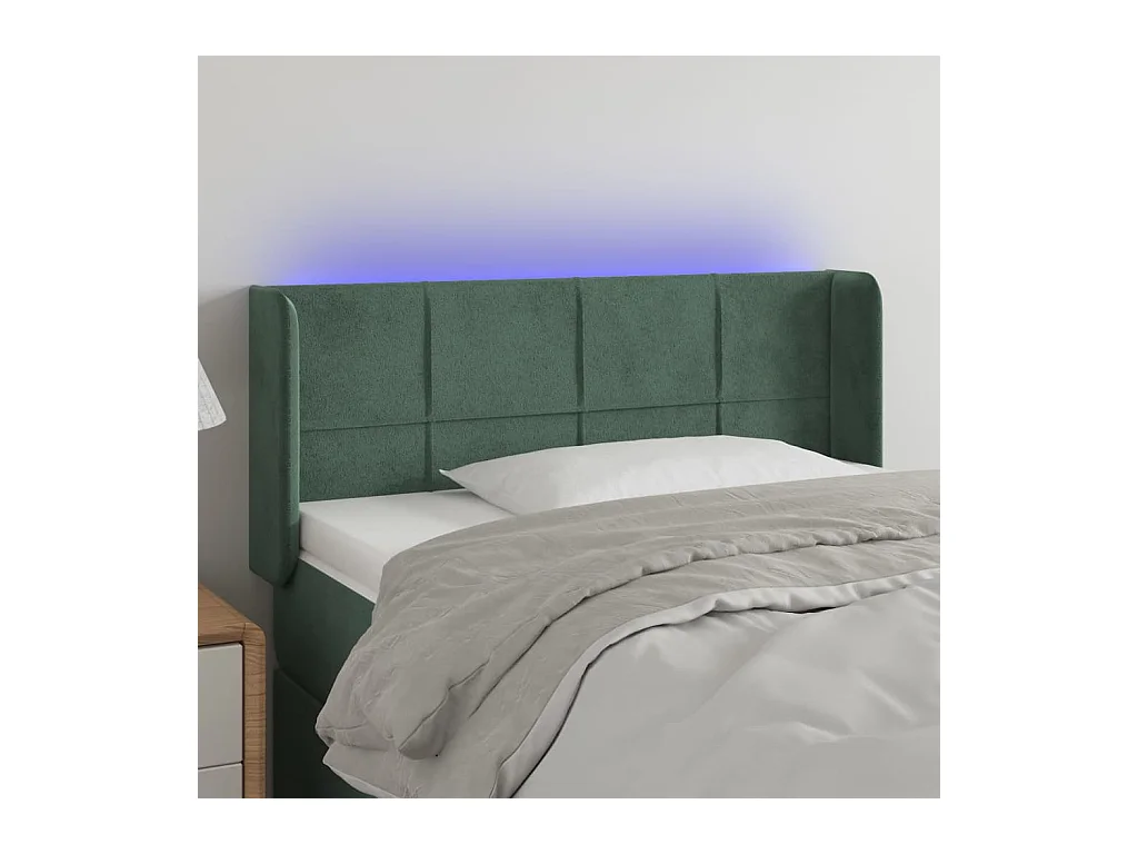 Cabecero con LED de terciopelo verde oscuro 103x16x78/88 cm