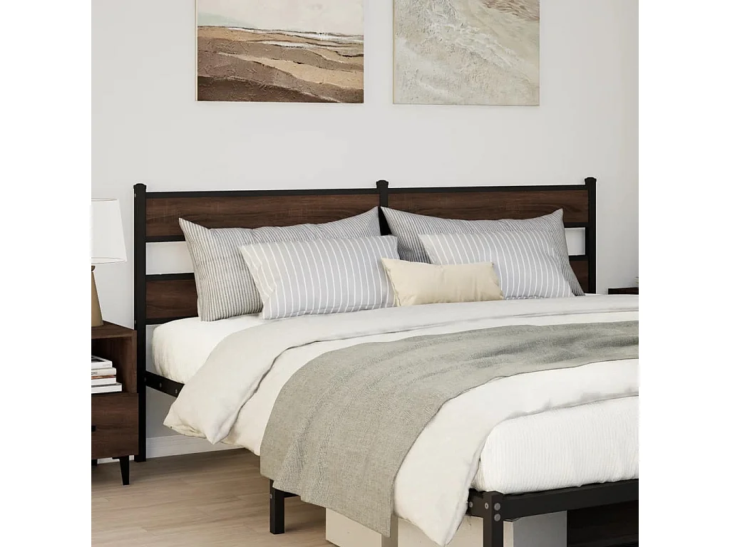 Kopfteil Braun Eichen-Optik 190 cm Stahl und Holzwerkstoff