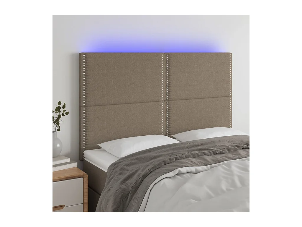Hoofdbord LED 144x5x118/128 cm stof taupe