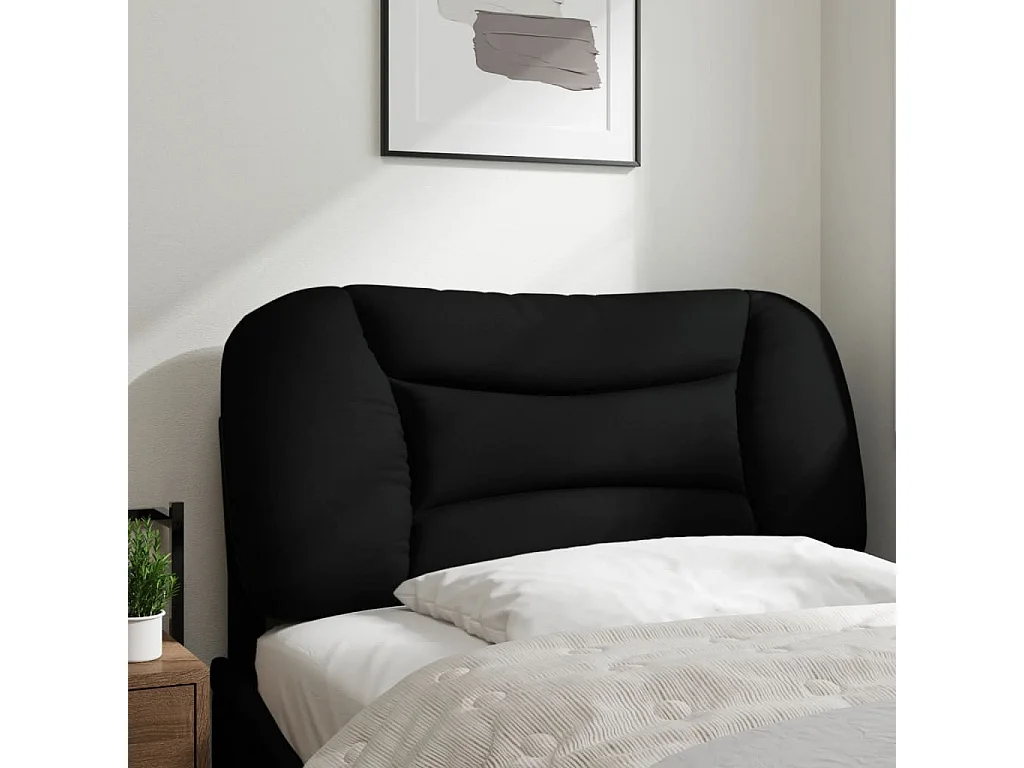 Coussin de tête de lit noir 90 cm tissu