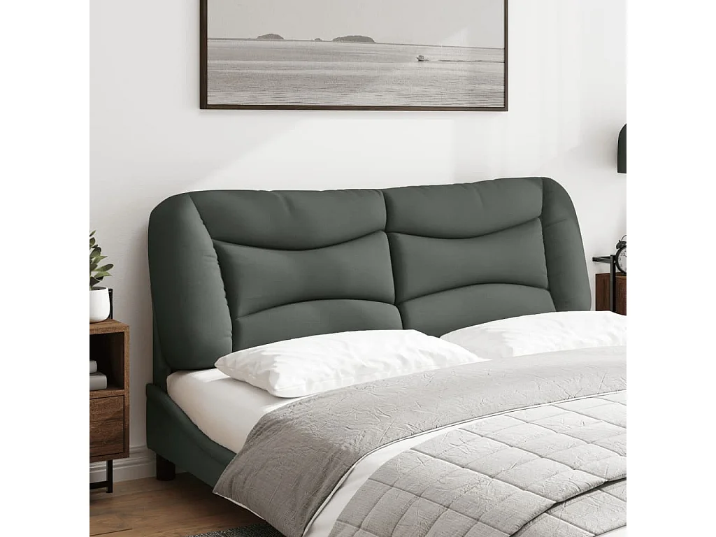 Almofadão de cabeceira 160 cm tecido cinzento-escuro