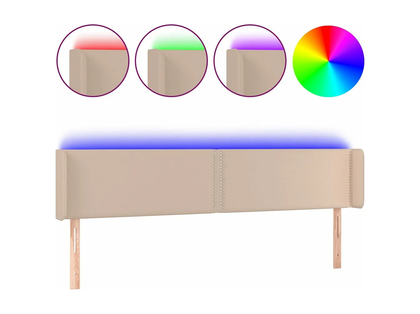 Hoofdbord LED 183x16x78/88 cm kunstleer cappuccinokleurig