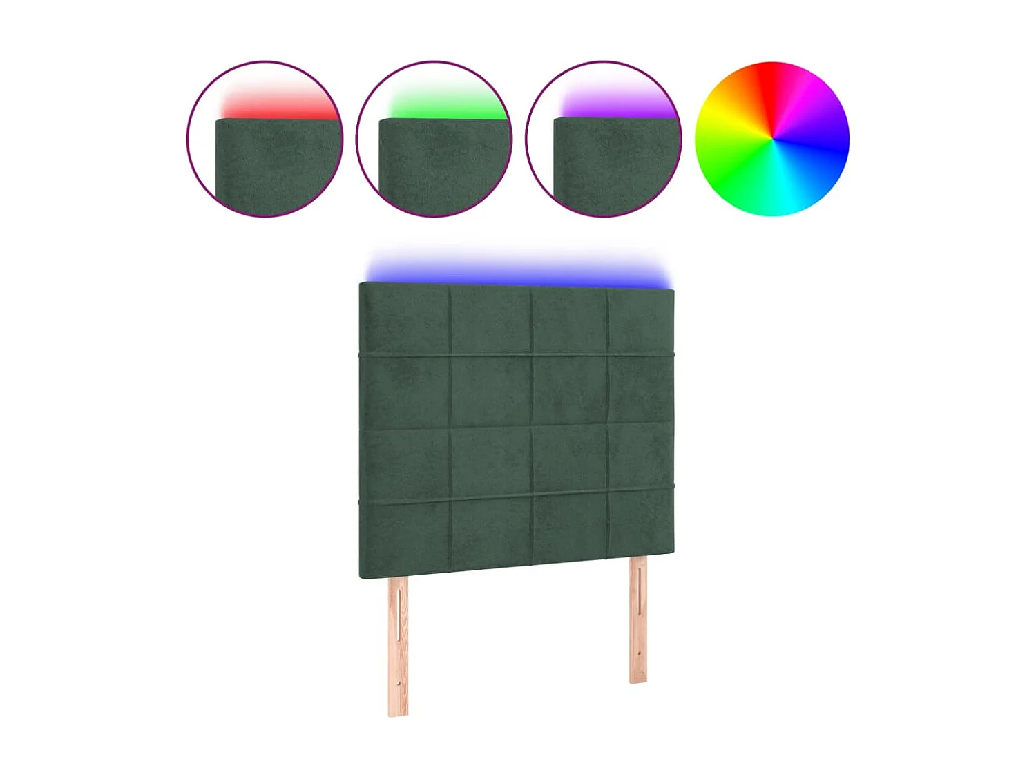 Tête de lit à LED Vert foncé 100x5x118/128 cm Velours