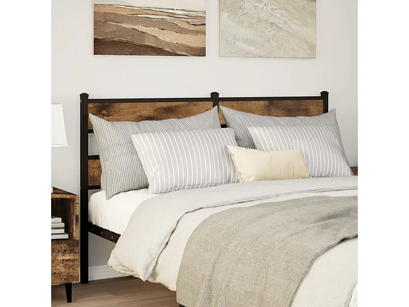 Tête de lit chêne fumé 150 cm fer et bois d'ingénierie