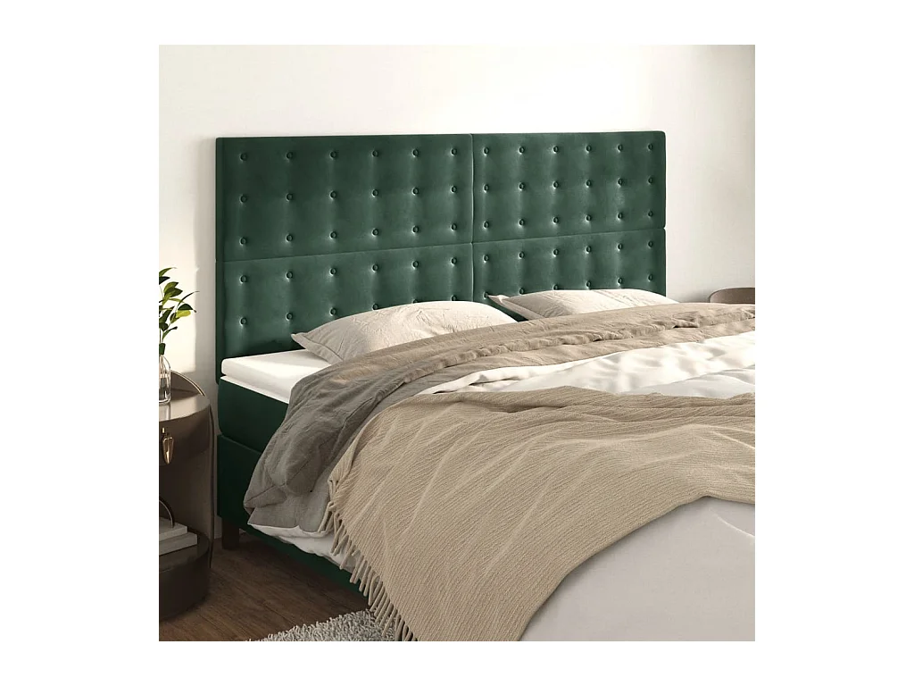 Têtes de lit 4 pcs Vert foncé 90x5x78/88 cm Velours
