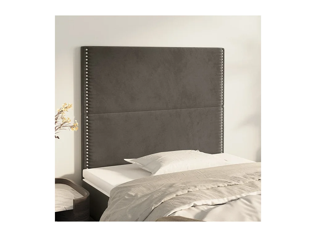 Hoofdborden 2 st 80x5x78/88 cm fluweel donkergrijs
