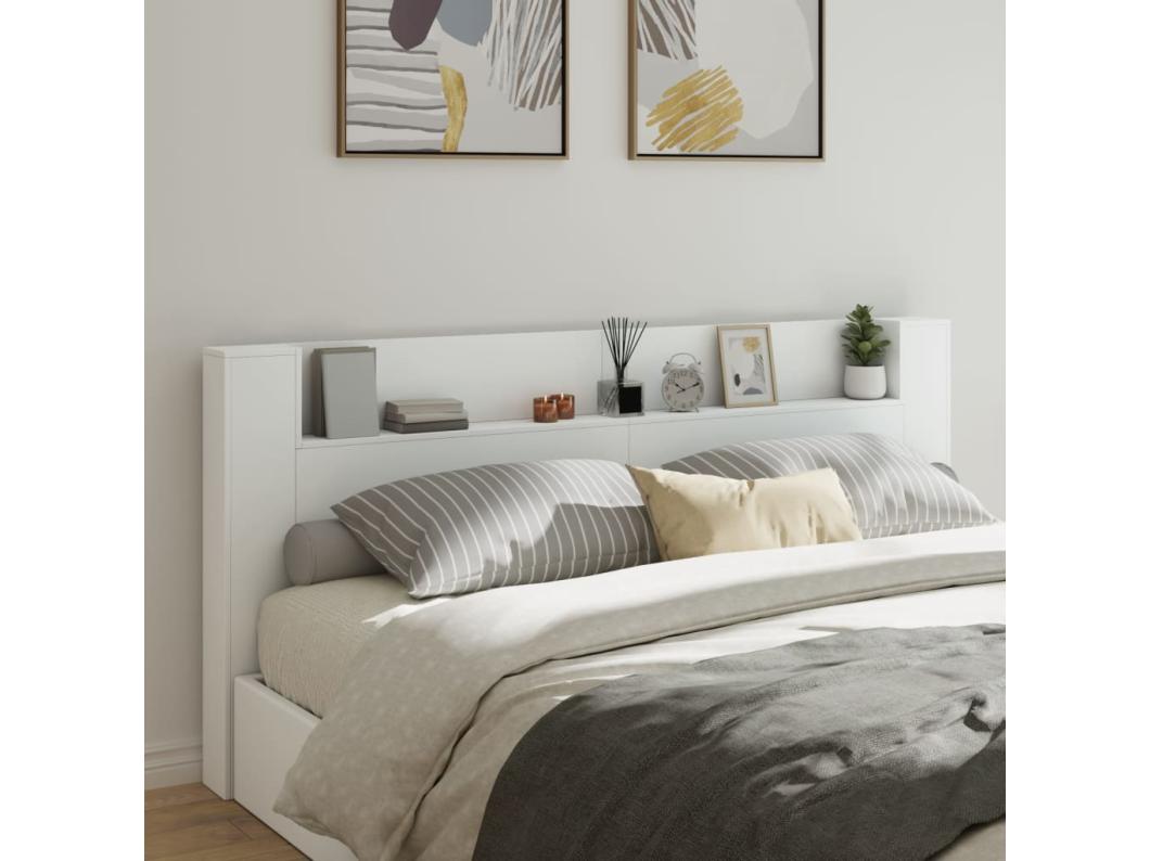 Cabecero de cama con LED blanco 220x16,5x103,5 cm