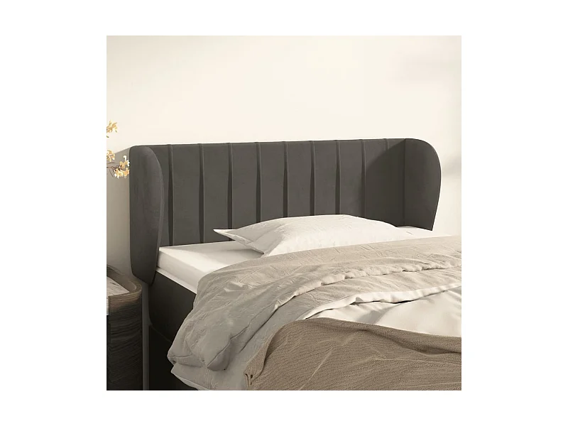 Tête de lit avec oreilles Gris foncé 83x23x78/88 cm Velours