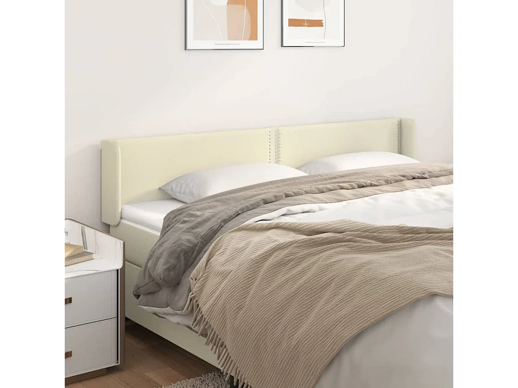 Kopfteil mit Ohren Creme 163x16x78/88 cm Kunstleder