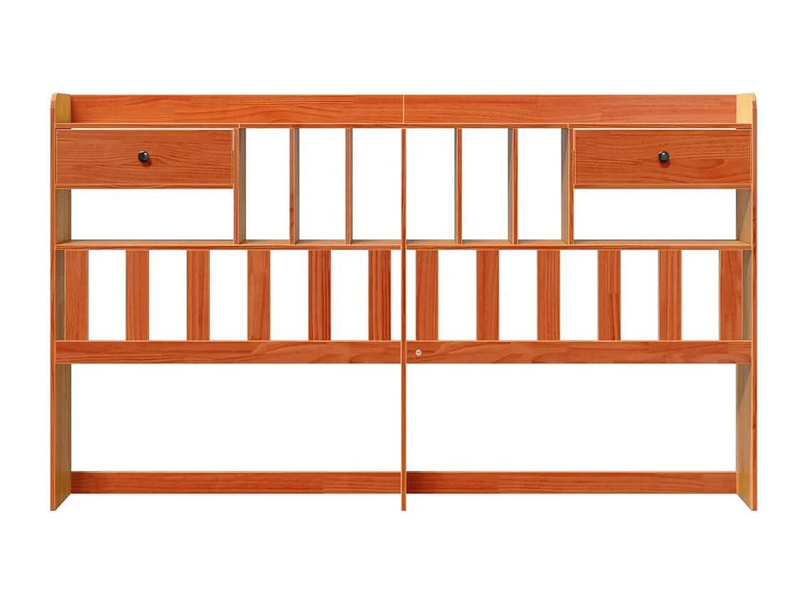 Tête de lit avec rangement cire marron 180cm bois massif de pin