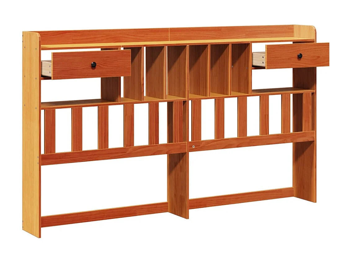 Tête de lit avec rangement cire marron 180cm bois massif de pin