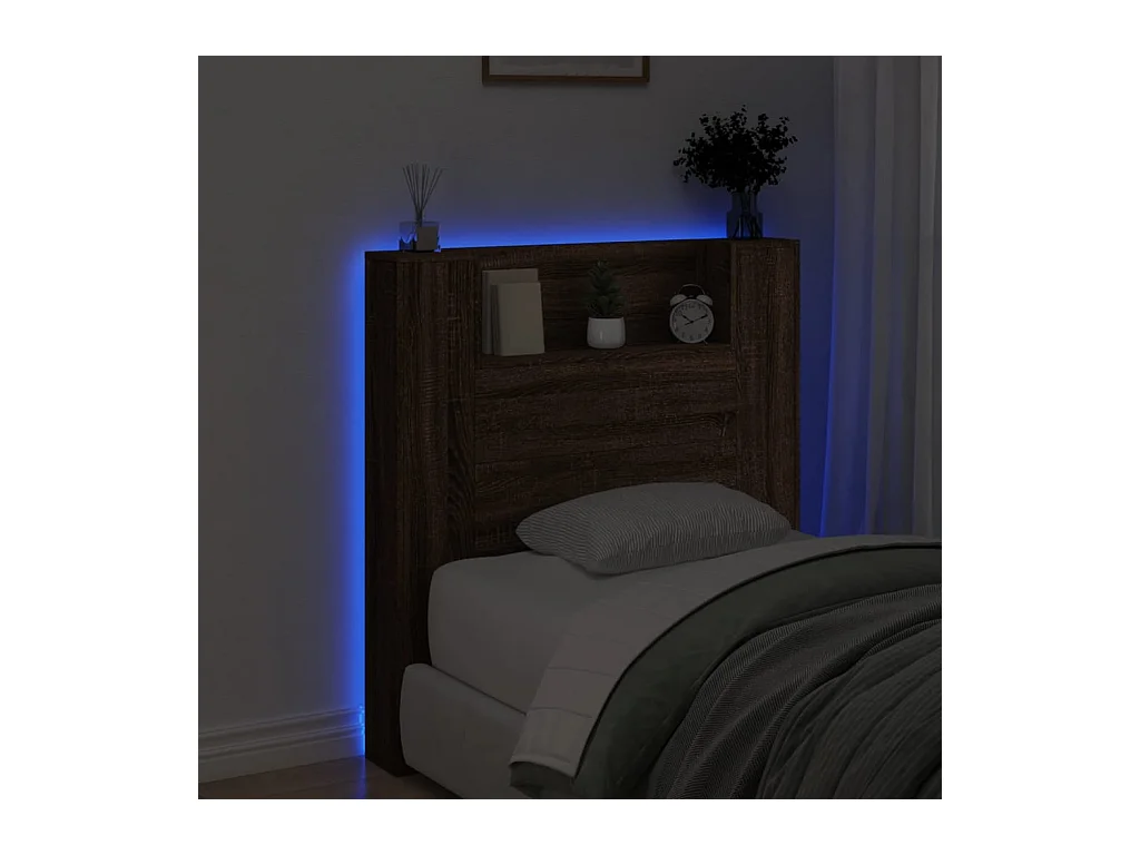 Armoire tête de lit avec LED chêne marron 100x16,5x103,5 cm