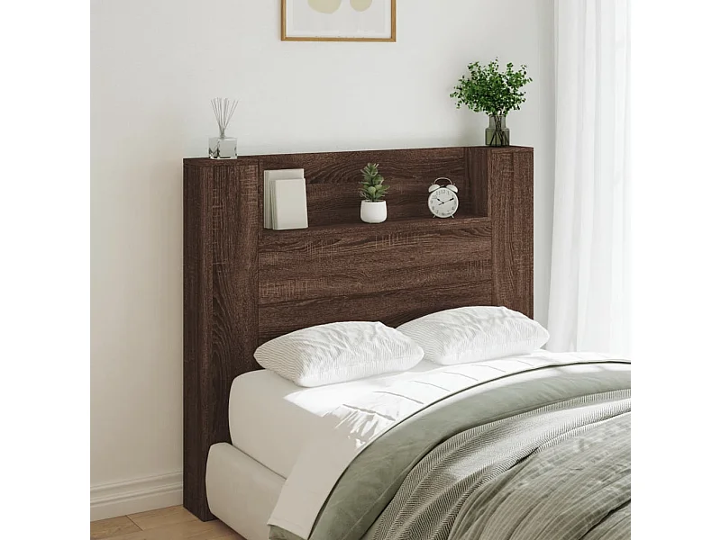 Armoire tête de lit avec LED chêne marron 120x16,5x103,5 cm