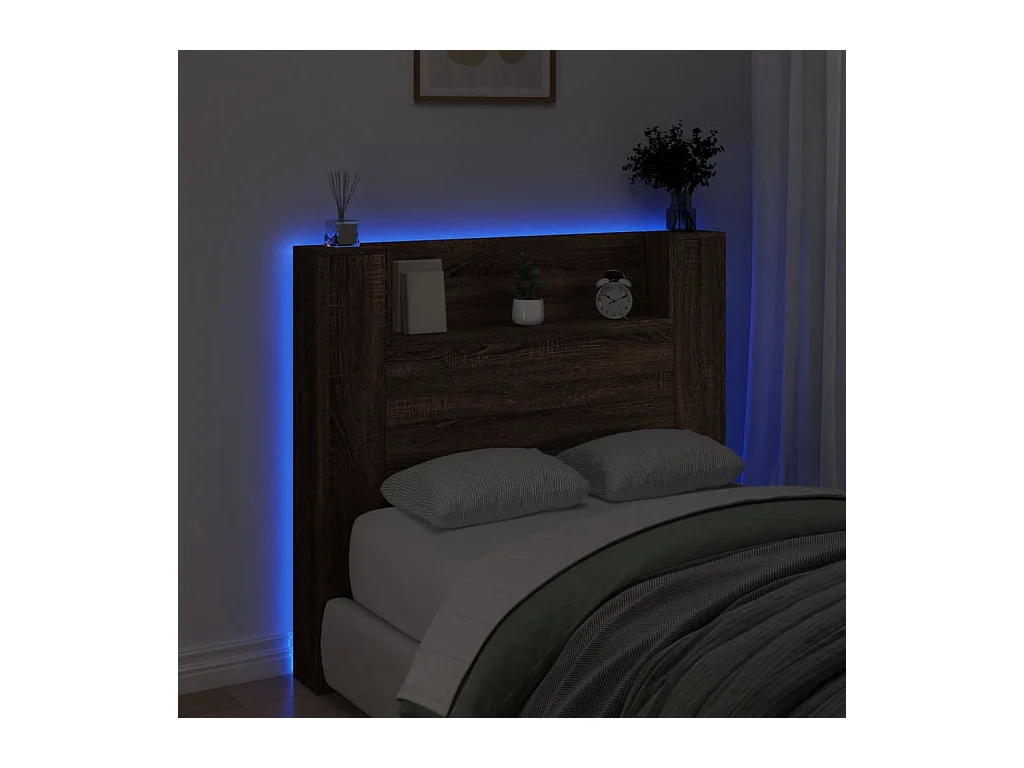 Armoire tête de lit avec LED chêne marron 120x16,5x103,5 cm